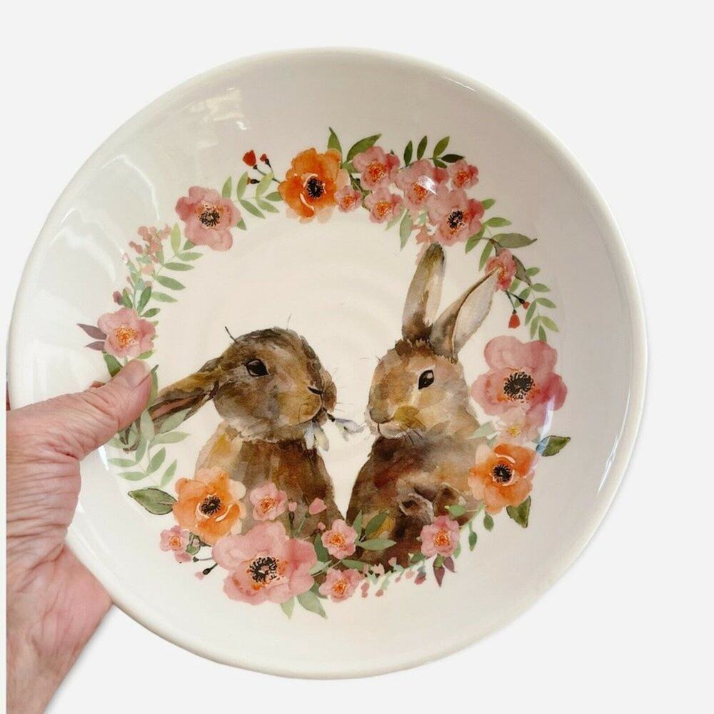 Italy Ceramica Cuore Rabbits Bowl - Picture 2 of 8